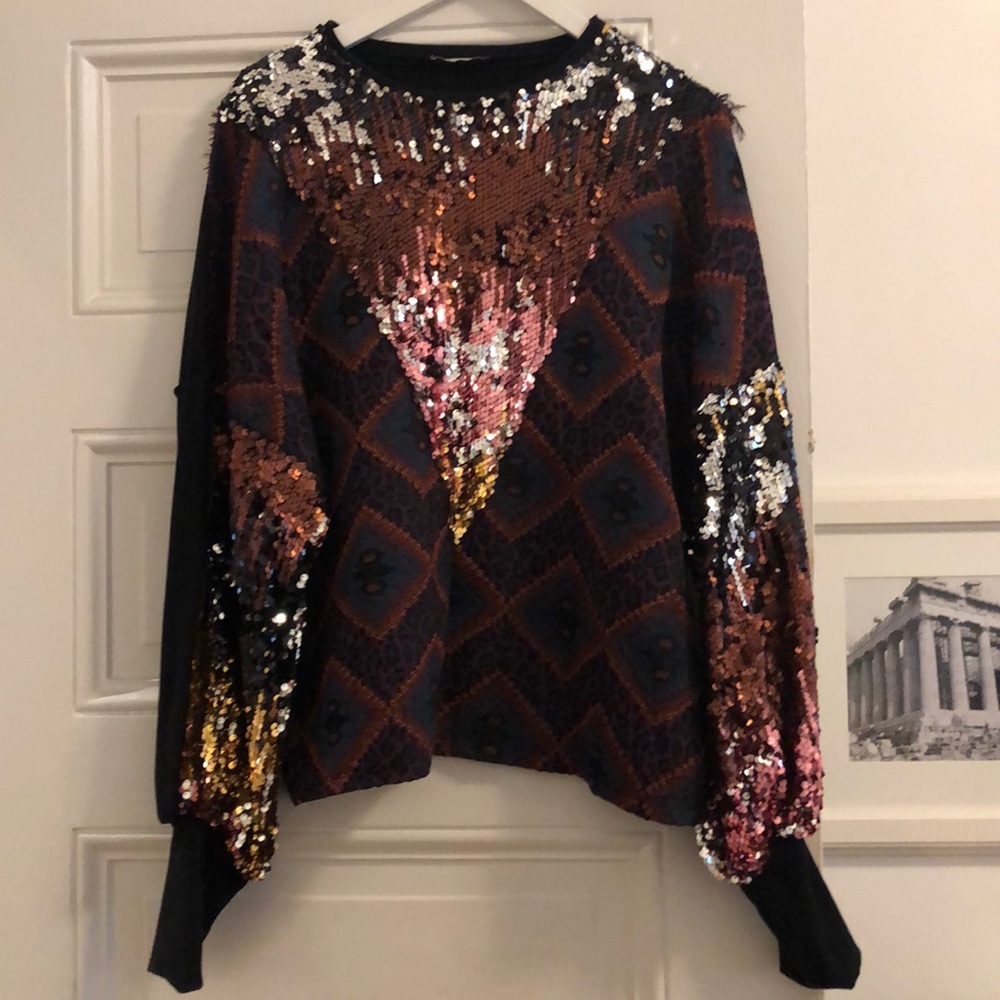 Zara sequin and brocade sweater/sweatshirt
